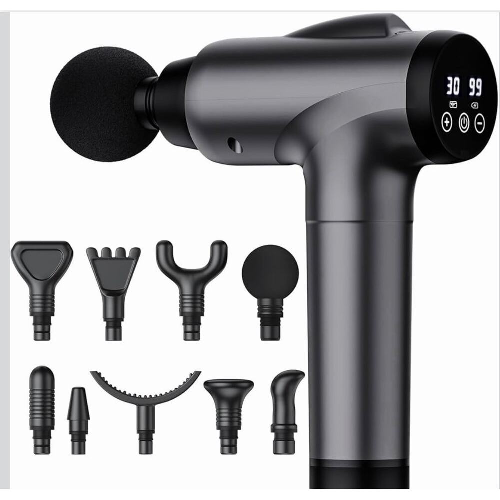 Massage Gun Deep Tissue Percussion Massager, 30 Speeds, 9 Heads, Pain Relief Pro